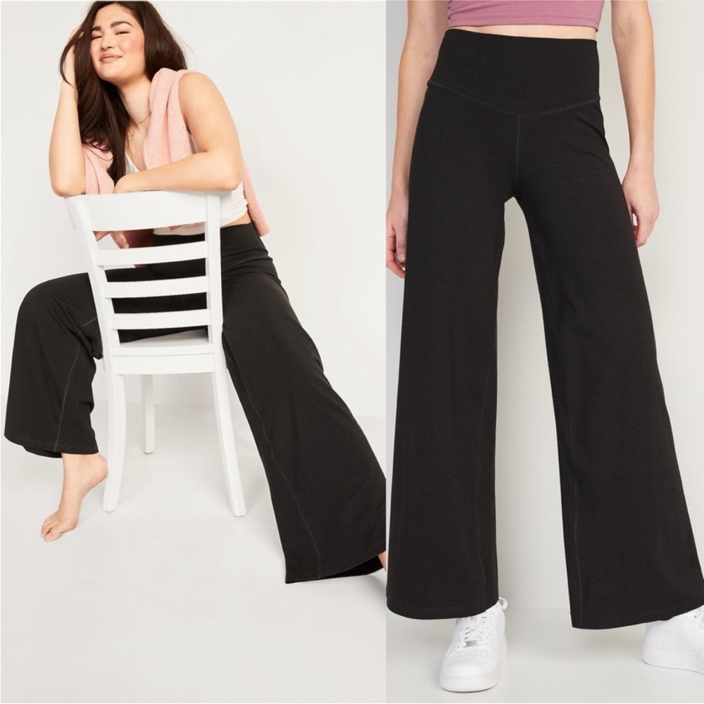 NWT Old Navy Extra High Rise Wide Leg Go Dry Black Leggings Womens Size 4X Pants